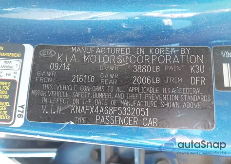 2015 Kia Forte Lx из США, поврежденный, VIN KNAFX4A68F5332051